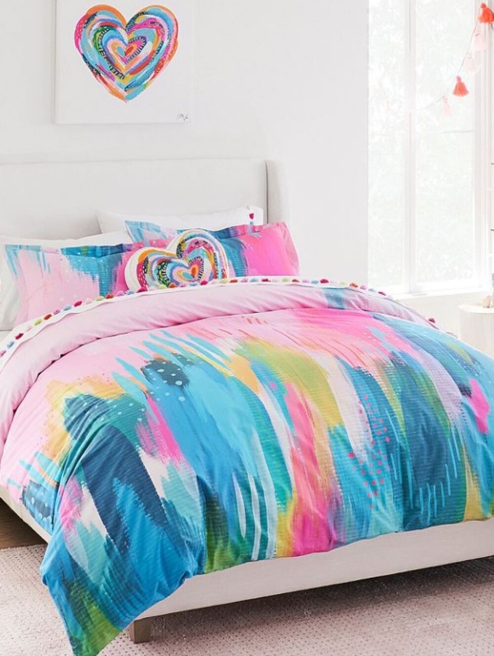 Etta Vee Pottery Barn Bright Pastel Watercolor Organic Cotton Duvet & Shams Full